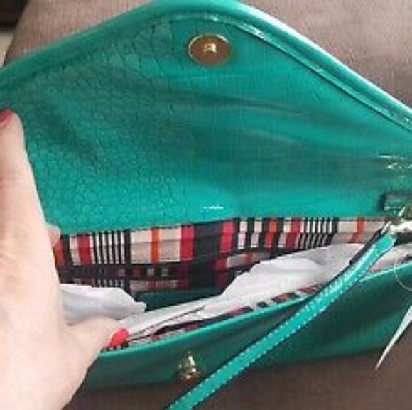 Anne Klein Seafoam Alligator Clutch Bag Purse - Picture 5 of 8